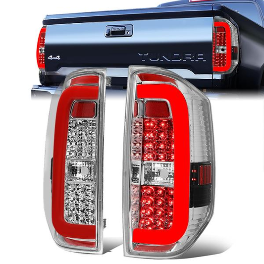 FAROS TRASEROS 14-18 TOYOTA TUNDRA - TUBE BAR - 3D - RED LED - CHROME / CLEAR