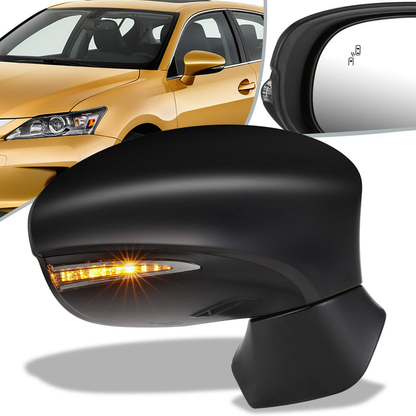 RETROVISOR MIRROR - OEM - 13-15 LEXUS ES350, ES300H - POWERED - HEATED - W/ SIGNAL LIGHT - W/ MEMORY - W/ PUDDLE LIGHT - W/ BSD - FOLDING - BLACK MATERIAL - RIGHT