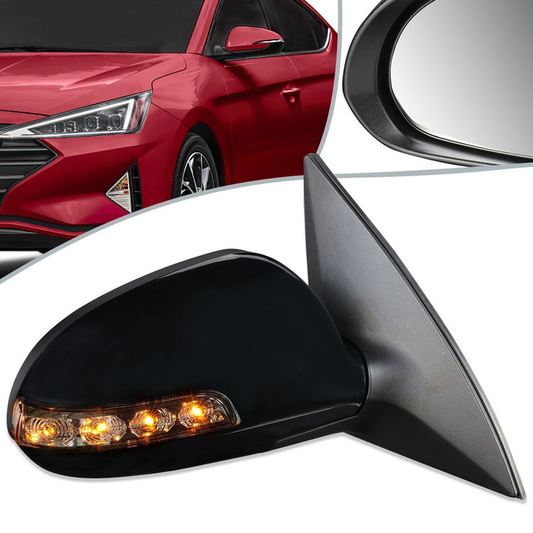 RETROVISOR MIRROR - OEM - 09-12 HYUNDAI ELANTRA - POWERED - HEATED - BLACK - RIGHT