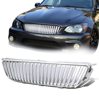 PARRILLA GRILLE - 01-05 LEXUS IS300 - VERTICAL FENCE STYLE - ABS - GLOSSY - CHROME