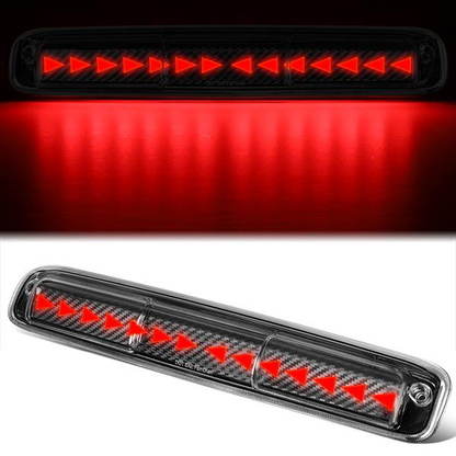 LUZ DE FRENO 99-06 CHEVY SILVERADO 1500, 2500, 3500, HD MODELS, GMC SIERRA 1500, 2500, 3500, HD MODELS / 2007 SILVERADO 1500, 2500, 3500, HD MODELS CLASSIC, SIERRA 1500, 2500, 3500 , HD MODELS CLASSIC - 3D - SEQUENTIAL TRIANGLE LED - BLACK