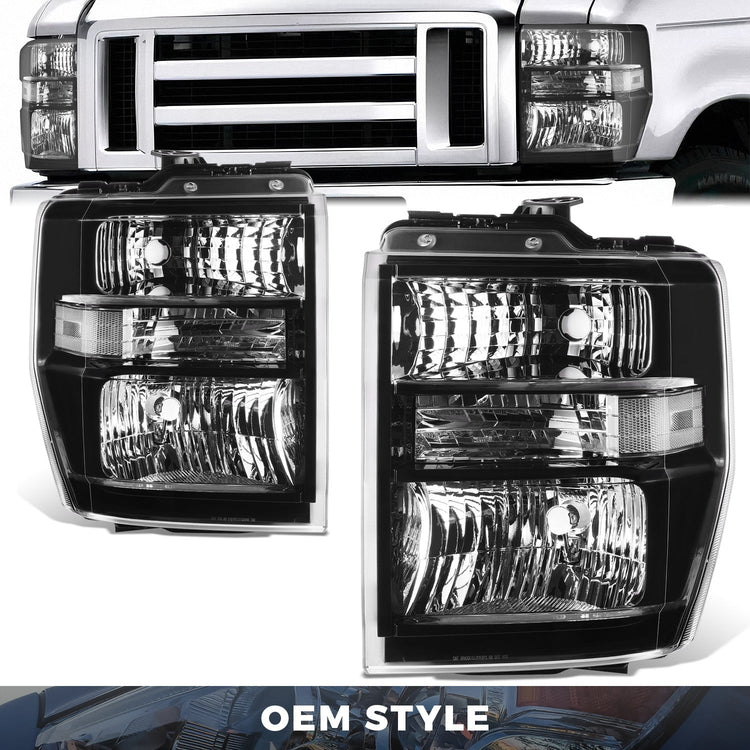 FAROS OE STYLE - 08-14 FORD E150 - BLACK HOUSING - CLEAR REFLECTOR