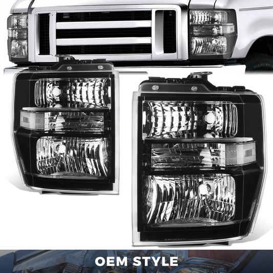 FAROS OE STYLE - 08-14 FORD E150 - BLACK HOUSING - CLEAR REFLECTOR