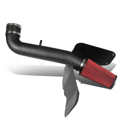 FILTRO DE AIRE DE ALTO FLUJO HEAT SHIELD - 99-04 JEEP GRAND CHEROKEE - RED FILTER - FITS MODELS W/ 4.7L V8 ENGINE ONLY - BLACK WRINKLE FINISH PIPING