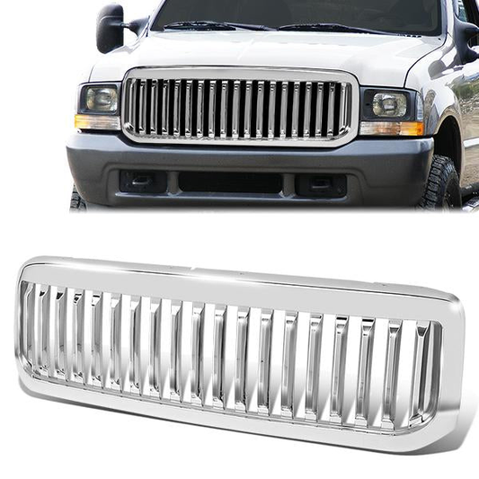 PARRILLA GRILLE - 99-04 FORD F-250, F-350, F-450, F-550 - VERTICAL FENCE STYLE - CHROME