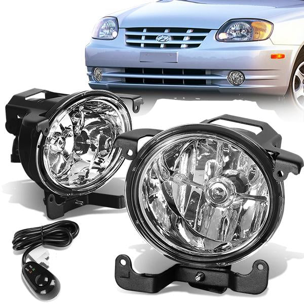 FAROS DE NIEBLA 03-06 HYUNDAI ACCENT - WITH SWITCH - 881 BULB - CHROME / CLEAR