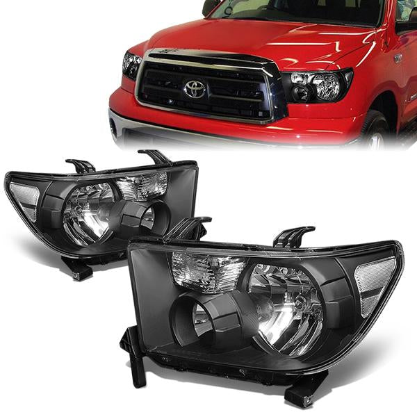 FAROS 07-13 TOYOTA TUNDRA / 08-17 TOYOTA SEQUOIA - DOES NOT FIT 09-12 TUNDRA W/ HEADLIGHT LEVEL ADJUSTER - DOES NOT FIT '12 SEQUOIA WITH HEADLIGHT WASHER - H11 LOW BEAM / 9005 HIGH BEAM / 4157NA TURN SIGNAL - BLACK HOUSING / CLEAR CORNER