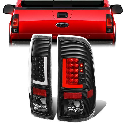 FAROS TRASEROS 08-16 FORD F-250, F-350, F-450, F-550 - SUPER DUTY / 09-16 FORD F-350, F-450 / 15-16 FORD F-550 - L-BAR - 3D - LED - BLACK / CLEAR