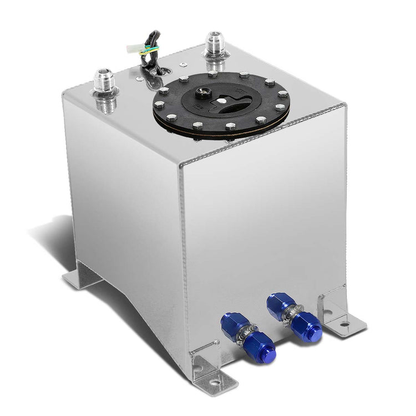 TANQUE DE GASOLINA FUEL CELL - GAS TANK WITH LEVEL SENDER - 2.5 GALLON - ALUMINUM - BLACK CAP - POLISHED