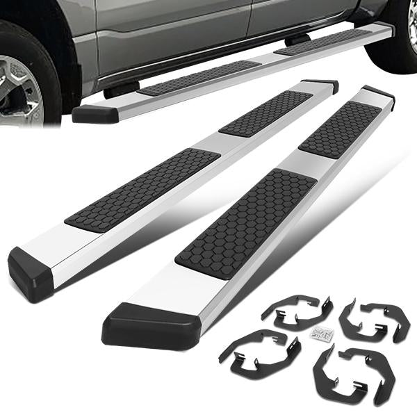 ESTRIBOS 5.5" - HONEYCOMB STEP PAD - 07-18 CHEVY SILVERADO 1500, GMC SIERRA 1500 / 07-19 CHEVY SILVERADO 2500HD, SILVERADO 3500HD, GMC SIERRA 2500HD, SIERRA 3500HD - DOES NOT FIT DIESEL MODELS EQUIPPED WITH DEF TANK - CREW CAB - CHROME / BLACK