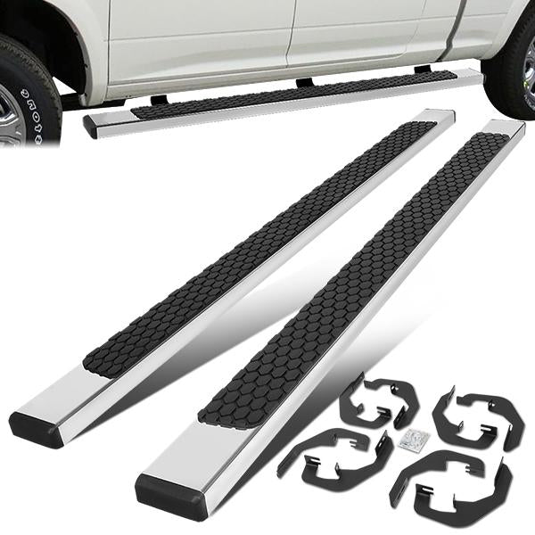 ESTRIBOS 5" - HONEYCOMB STEP PAD - 07-18 CHEVY SILVERADO 1500, GMC SIERRA 1500 / 07-19 CHEVY SILVERADO 2500HD, 3500HD, GMC SIERRA 2500HD, SIERRA 3500HD - DOES NOT FIT DIESEL MODELS EQUIPPED WITH DEF TANK - CREW CAB - CHROME / BLACK