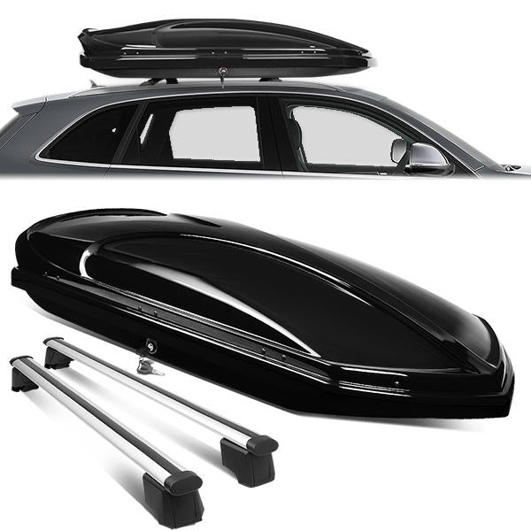 PORTAEQUIPAJE ROOF RACK CROSS BARS + CARGO ROOF BOX - 09-16 AUDI Q5 - MOUNTS ONTO OEM ROOF RAILS ONLY - BLACK