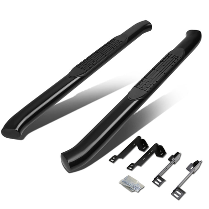 ESTRIBOS 4" - OVAL - 45 DEG - 99-16 CHEVY SILVERADO 1500, 2500, 3500 - REGULAR CAB - BLACK