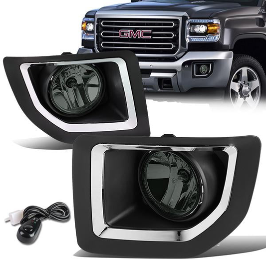 FAROS DE NIEBLA 15-16 GMC SIERRA 2500HD, 3500HD - WITH SWITCH, BEZEL - 5202 BULB - SMOKE