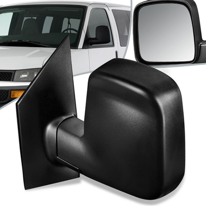 RETROVISOR MIRROR - OEM - 03-07 CHEVY EXPRESS 1500, 2500, 3500 / 03-07 GMC SAVANA 1500, 2500, 3500 - POWERED - HEATED - TEXTURED - BLACK - LEFT