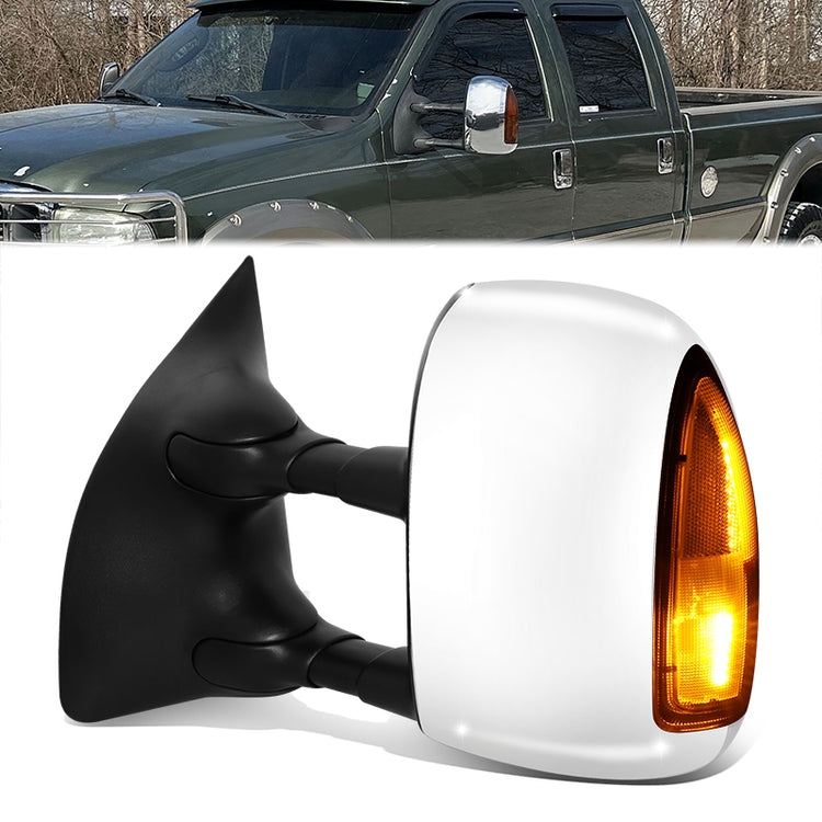 RETROVISOR MIRROR - OE STYLE - FORD EXCURSION 03-05 - FORD F-250 SUPER DUTY 99-07 - FORD F-350 SUPER DUTY 99-07 - FORD F-450 SUPER DUTY 99-07 - FORD F-550 SUPER DUTY 99-07 - WITH POWER WITH HEATED GLASS WITH TURN SIGNAL CHROME COVER - DRIVER SIDE - SMOOTH