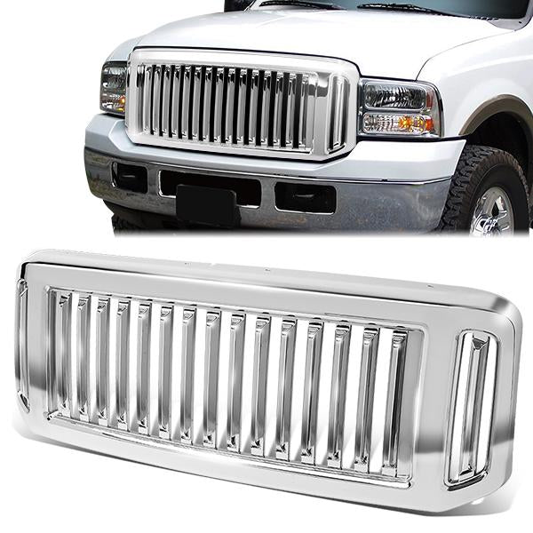 PARRILLA GRILLE - 05-07 FORD F-250, F-350, F-450, F-550 / 2005 FORD EXCUUSION - VERTICAL FENCE STYLE - CHROME