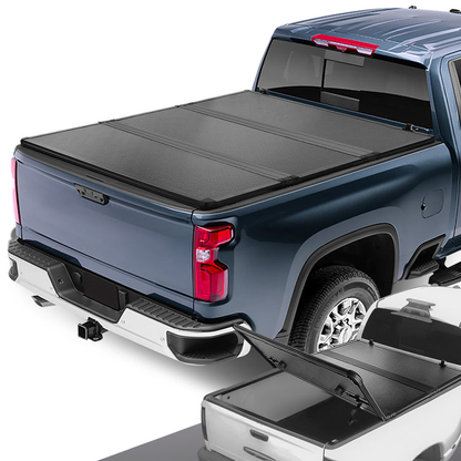 TAPADERA DE CAJUELA TONNEAU COVER - HARD TRI-FOLD - 20-21 CHEVY SILVERADO / GMC SIERRA 2500HD 3500HD - FITS 6'9" FLEETSIDE BED MODELS ONLY