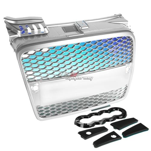 PARRILLA GRILLE - 05-08 AUDI A4 , QUATTRO - HONEYCOMB MESH STYLE - ABS - DOES NOT FIT CABRIO , S-LINE MODELS W/ PARKING ASSISTANCE - CHROME