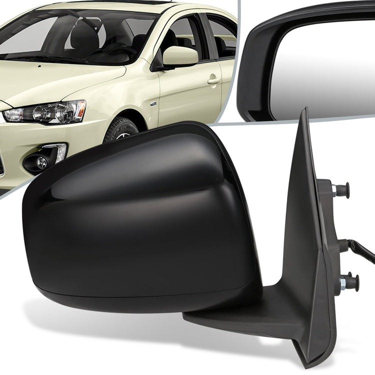 RETROVISOR MIRROR - OEM - 08-17 MITSUBISHI LANCER - POWERED - FOLDING - BLACK MATERIAL - RIGHT