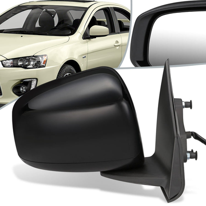 RETROVISOR MIRROR - OEM - 08-17 MITSUBISHI LANCER - POWERED - FOLDING - BLACK MATERIAL - RIGHT