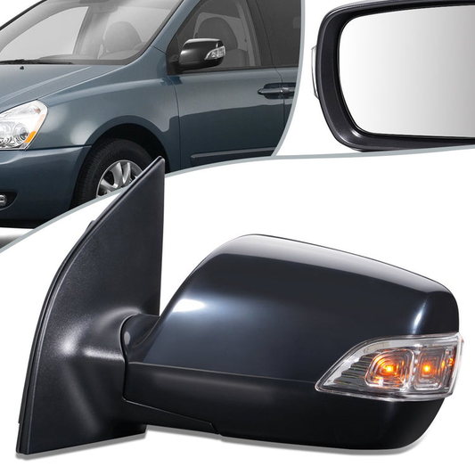 RETROVISOR MIRROR - OEM - 06-14 KIA SEDONA - POWERED - HEATED - W/ SIGNAL LIGHT - FOLDING - BLACK MATERIAL - LEFT