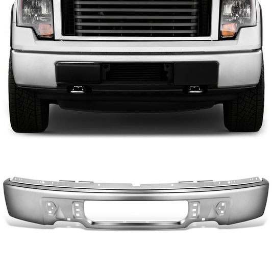 DEFENSA 09-14 FORD F-150, XL, XLT, STX, KING RANCH, LARIAT, FX4, PLATINUM, FX2, WITHOUT FRONT FOG LIGHT CUTOUTS - CHROME