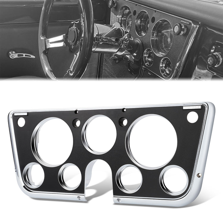 nan DASH BEZEL - 67-72 CHEVY C10 TRUCK - 7 HOLE PLASTIC PART - CHROME / BLACK