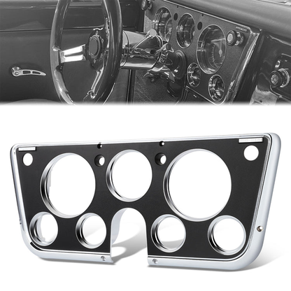 nan DASH BEZEL - 67-72 CHEVY C10 TRUCK - 7 HOLE PLASTIC PART - CHROME / BLACK