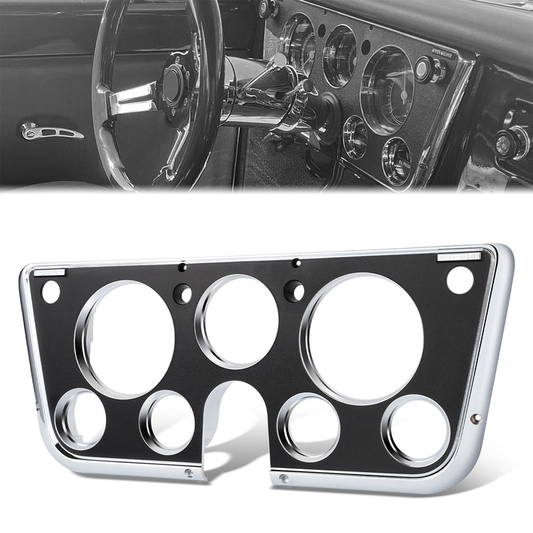 nan DASH BEZEL - 67-72 CHEVY C10 TRUCK - 7 HOLE PLASTIC PART - CHROME / BLACK