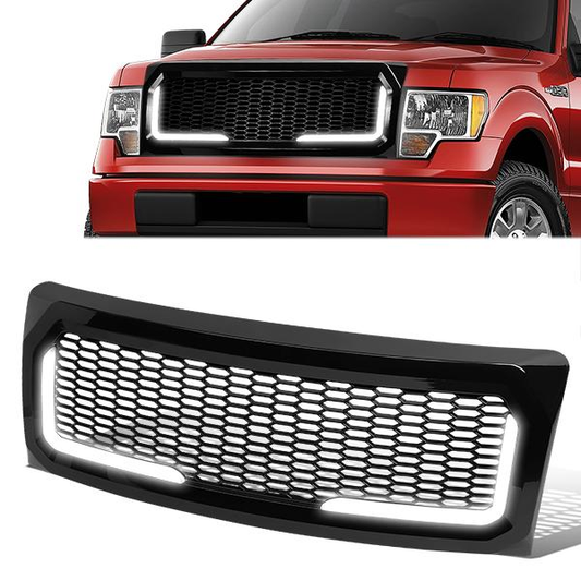 PARRILLA GRILLE - 09-14 FORD F-150 - HONEYCOMB MESH - W/ LED DRL LIGHT - LED'S REQUIRE WIRING INTO EXISTING LIGHTING - BLACK
