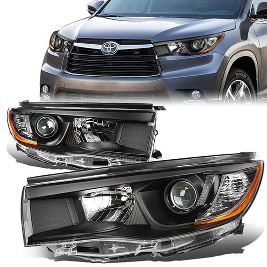 FAROS 14-16 TOYOTA HIGHLANDER - PROJECTOR - 9005 LOW BEAM / H11 HIGH BEAM / 7444NA TURN SIGNAL - BLACK HOUSING / AMBER CORNER