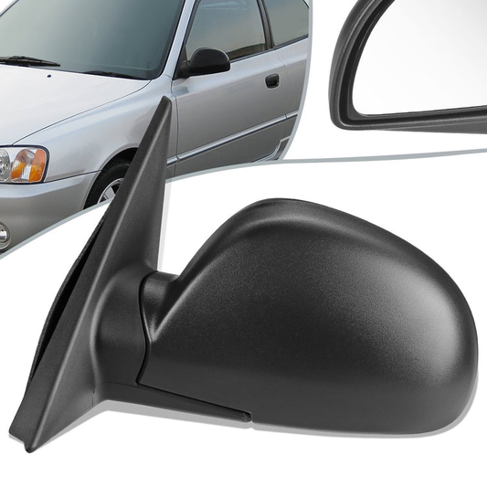 RETROVISOR MIRROR - OEM - 02-05 HYUNDAI ACCENT - POWERED - HEATED - TEXTURED - BLACK - LEFT