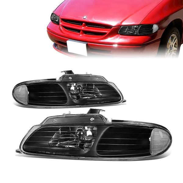 FAROS 96-99 DODGE CARAVAN, GRAND CARAVAN , PLYMOUTH VOYAGER , GRAND VOYAGER , CHRYSLER TOWN & COUNTRY , CHRYSLER VOYAGER , GRAND VOYAGER - 3DR/4DR - LED - 9007 LOW BEAM / HIGH BEAM - BLACK HOUSING / CLEAR CORNER