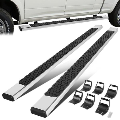 ESTRIBOS 5" - HONEYCOMB STEP PAD - 15-20 FORD F-150 / 17-20 FORD F-250, F-350 - CREW CAB - CHROME / BLACK