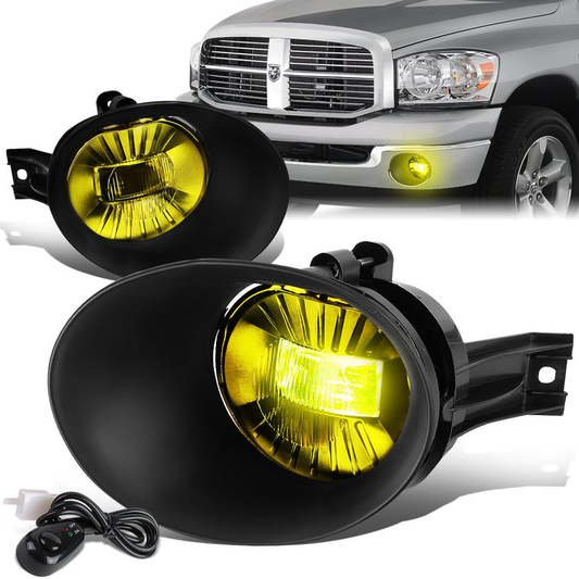 FAROS DE NIEBLA 02-08 DODGE RAM 1500 / 03-09 RAM 2500, 3500 - FITS STEEL BUMPER MODELS ONLY - WITH SWITCH, BEZEL - AMBER