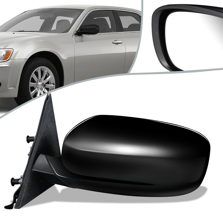 RETROVISOR MIRROR - OEM - 11-14 CHRYSLER 300C - POWERED - HEATED - FOLDING - W/ BLACK MATERIAL - LEFT