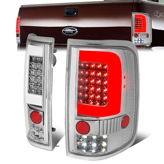 FAROS TRASEROS 04-08 FORD F-150 / LOBO - 3D - C-BAR LED - CHROME