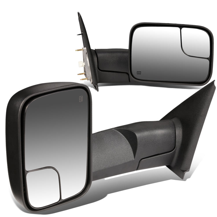 RETROVISORES EXTENDIBLES TOWING MIRROR - 02-08 DODGE RAM 1500 / 03-09 DODGE RAM 2500, 3500 - PAIR - POWERED W/ HEATED W/O SIGNAL - BLACK