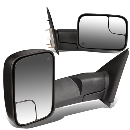 RETROVISORES EXTENDIBLES TOWING MIRROR - 02-08 DODGE RAM 1500 / 03-09 DODGE RAM 2500, 3500 - PAIR - POWERED W/ HEATED W/O SIGNAL - BLACK