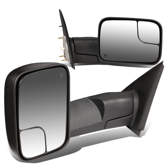 RETROVISORES EXTENDIBLES TOWING MIRROR - 02-08 DODGE RAM 1500 / 03-09 DODGE RAM 2500, 3500 - PAIR - POWERED W/ HEATED W/O SIGNAL - BLACK