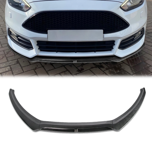 LIP FRONTAL 15-18 FORD FOCUS - REQUIRES DRILLING BUMPER FOR INSTALLATION - 3PC - CARBON FIBER LOOK