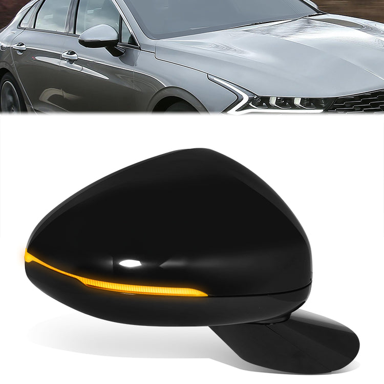 RETROVISOR MIRROR - OE STYLE - KIA K5 21-24 - WITH POWER WITH HEATED GLASS WITH BLIND SPOT WITH TURN SIGNAL - FOR GT - PASSENGER SIDE - PAINT TO MATCH - BLACK