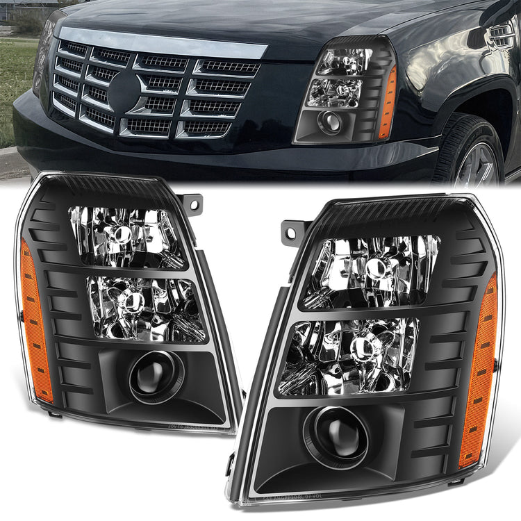 FAROS 07-14 CADILLAC ESCALADE / 07-14 CADILLAC ESCALADE ESV / 07-13 CADILLAC ESCALADE EXT - BLACK HOUSING / AMBER CORNER - D1S HIGH / LOW BEAM; 194 MARKER