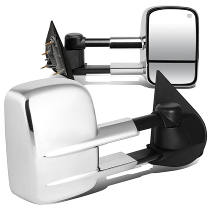 RETROVISORES EXTENDIBLES TOWING MIRROR - 14-18 CHEVY SILVERADO 1500 / 14-20 GMC SIERRA 1500 / 15-20 CHEVY SILVERADO 2500HD, 3500HD, GMC SIERRA 2500HD, 3500HD - PAIR - POWERED W/ HEATED - CHROME