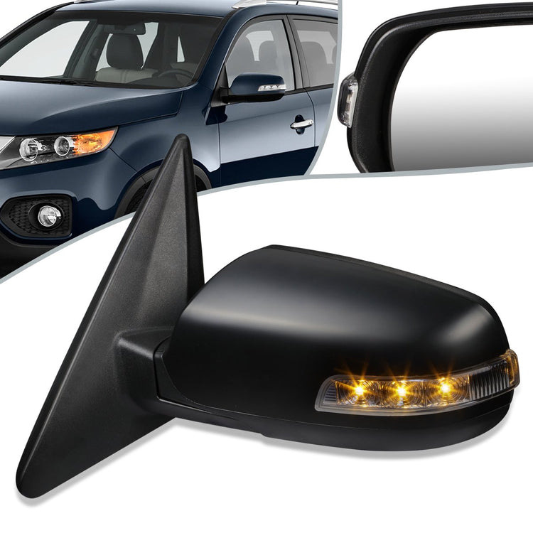 RETROVISOR MIRROR - OEM - 11-13 KIA SORENTO - POWERED - HEATED - W/ SIGNAL LIGHT - FOLDING - BLACK - LEFT