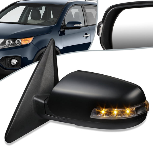 RETROVISOR MIRROR - OEM - 11-13 KIA SORENTO - POWERED - HEATED - W/ SIGNAL LIGHT - FOLDING - BLACK - LEFT