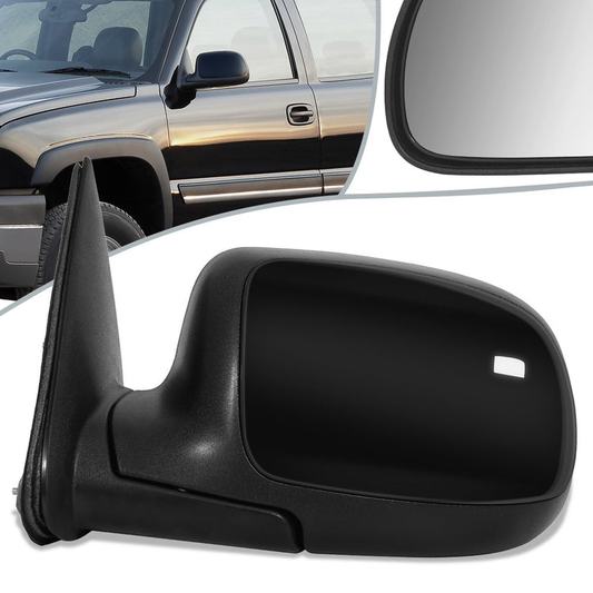 RETROVISOR MIRROR - OEM - 2002 CHEVY AVALANCHE 1500 2500 / 00-02 CHEVY SUBURBAN 1500 2500 / 00-06 CHEVY TAHOE / 00-02 GMC YUKON XL 1500 / 01-02 GMC SIERRA 1500 - POWERED - HEATED - PAINTABLE - BLACK - LEFT