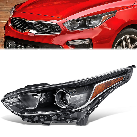 FAROS OE STYLE - 19-21 KIA FORTE - USES H7 HIGH / 9005 LOW BEAM BULBS / 7507 TURN SIGNAL - FITS S, SR PREMIUM, SV MODELS ONLY FITS W/ FACTORY LED HEADLIGHTS ASLO FITS SEDAN MODELS W/ HALOGEN HEADLIGHTS W/O LED DRL - LEFT - OE STYLE - BLACK
