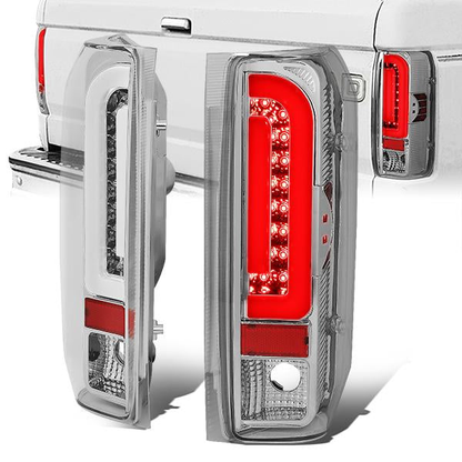 FAROS TRASEROS 90-96 FORD F-150 / 90-97 FORD F-250 / 90-97 FORD F-350 / 90-96 FORD BRONCO / 90-97 FORD F SUPER DUTY - FITS STYLESIDE MODELS ONLY - 3D - LED - CHROME / CLEAR